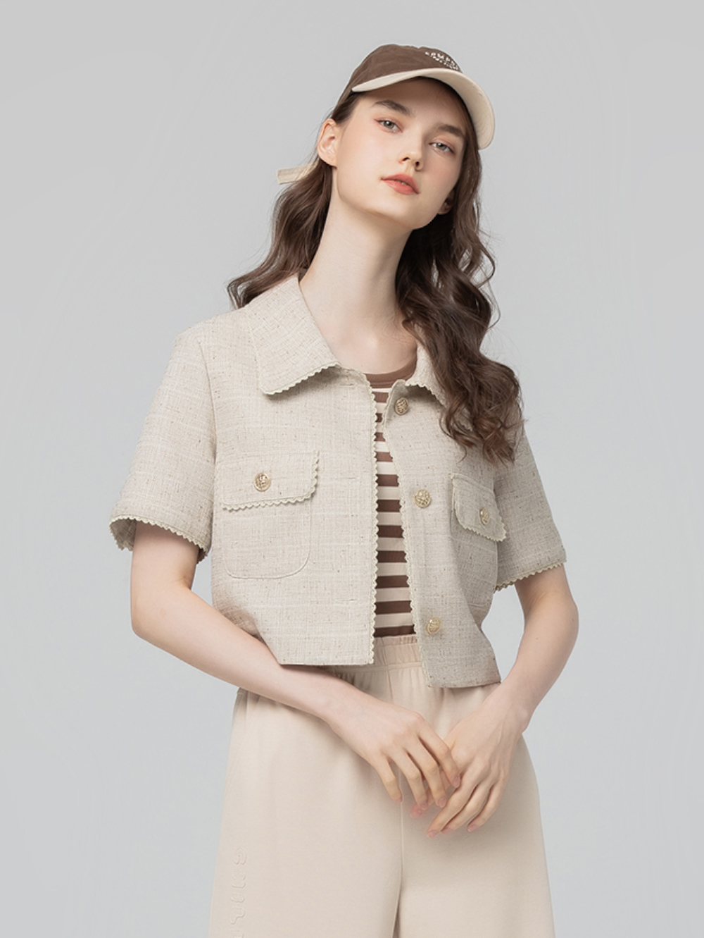 abito金屬釦紋理布外套