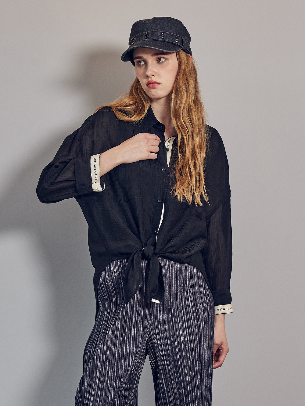 abito親膚綁帶長袖襯衫