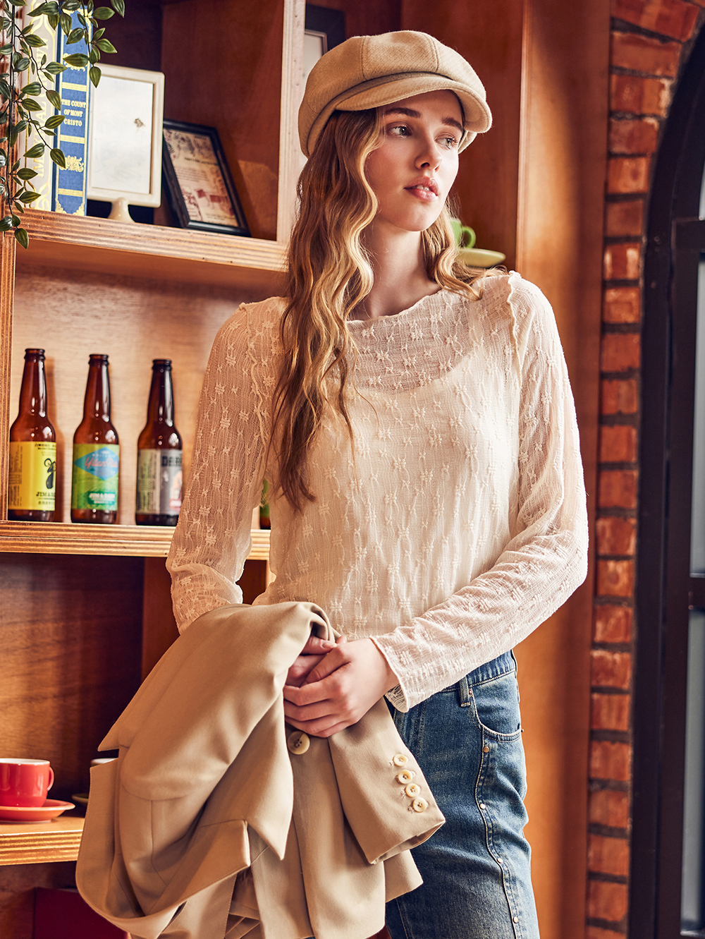 abito氣質透膚蕾絲兩件式上衣