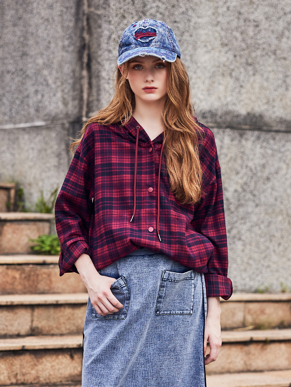 abito格紋連帽上衣