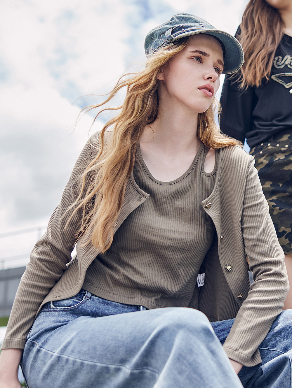 abito甜美條紋針織兩件式上衣