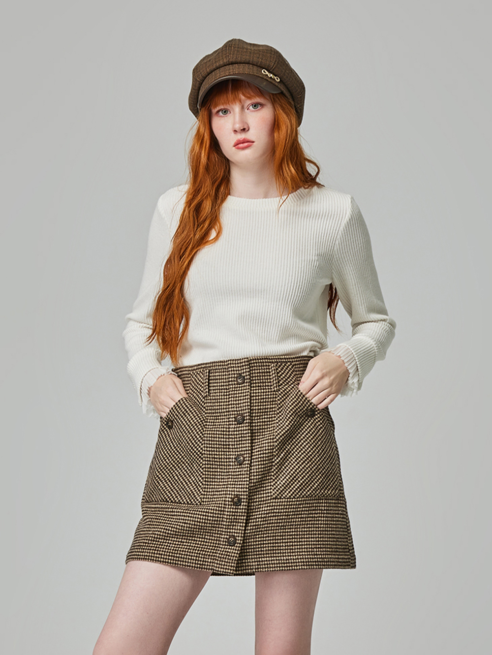 abito百搭圓領網紗上衣