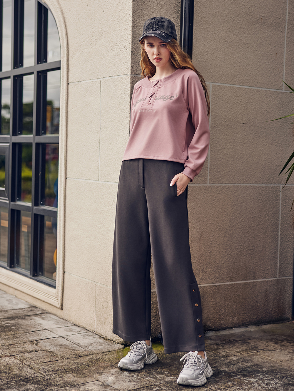 abito舒適彈性腰頭寬褲