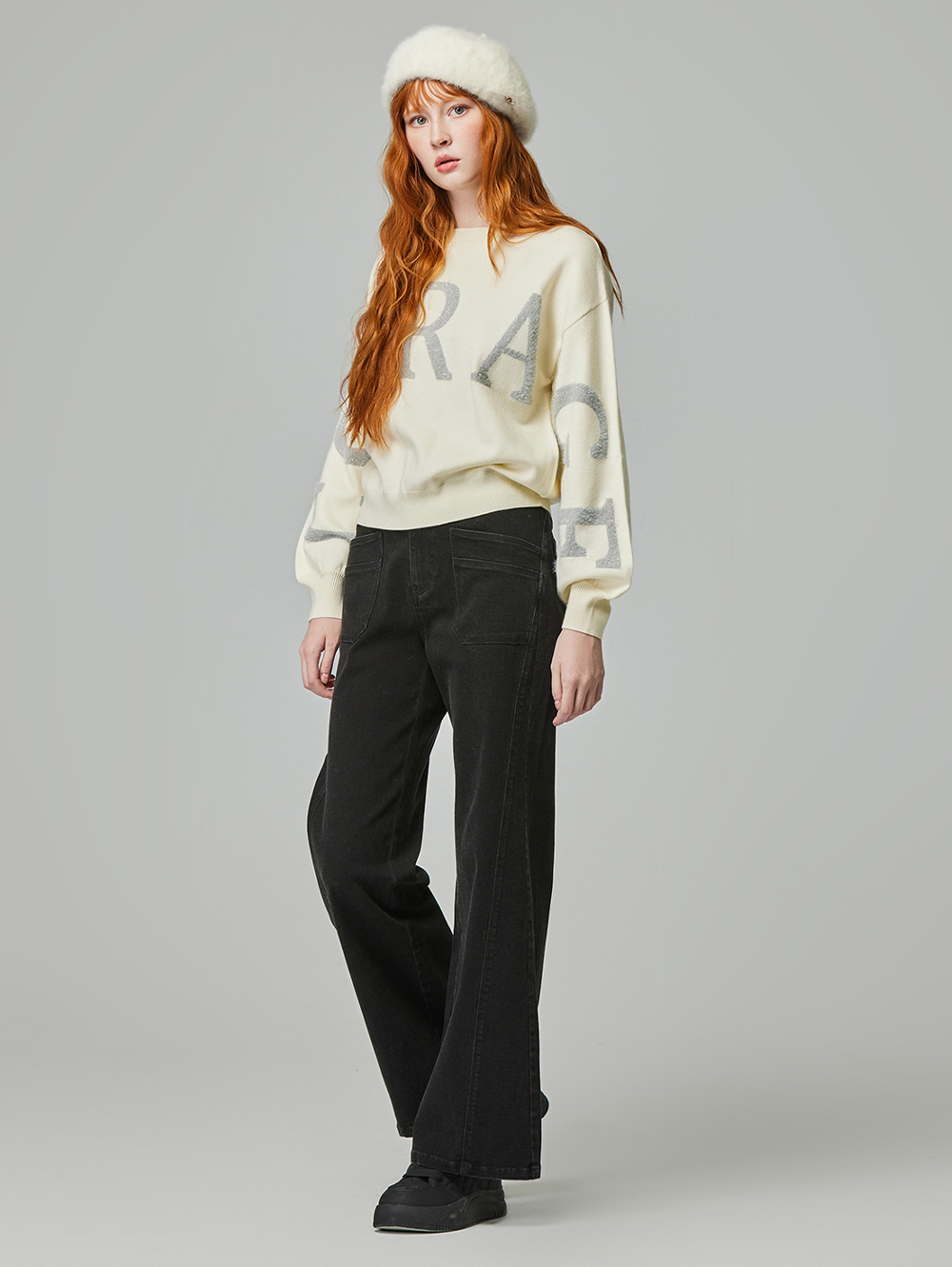 abito高腰雙釦牛仔寬褲