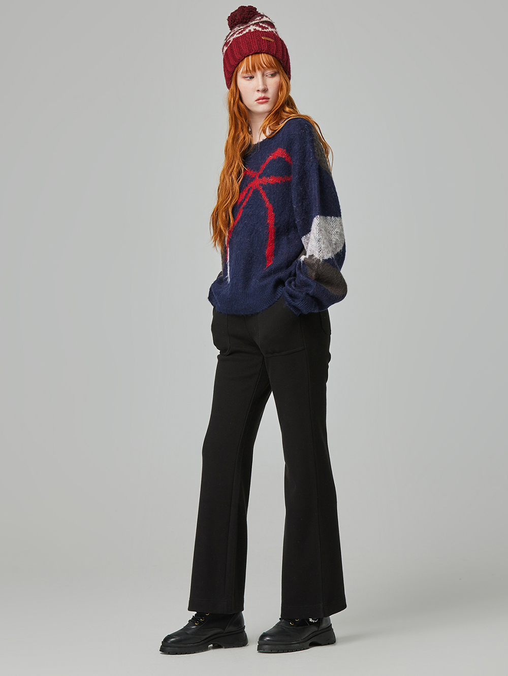 abito雙口袋微喇叭長褲