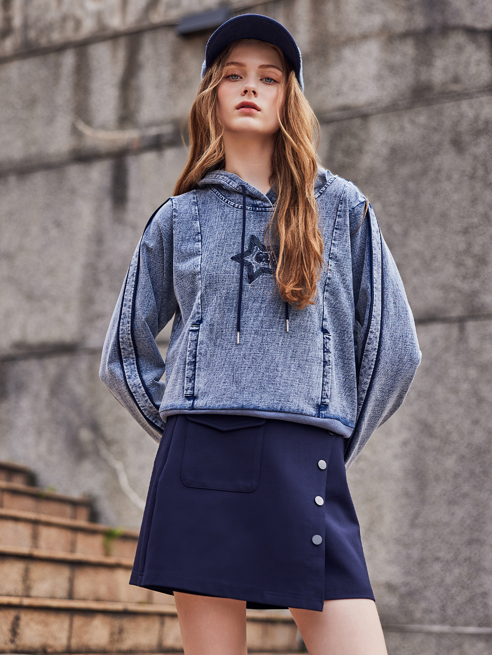 abito斜邊釦造型窄裙