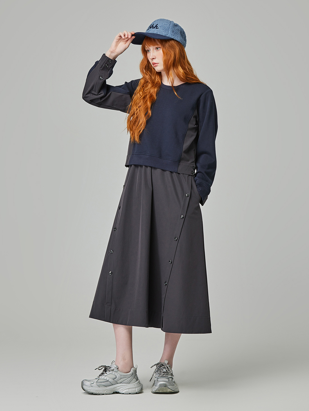 abito兩件式格紋拼接洋裝