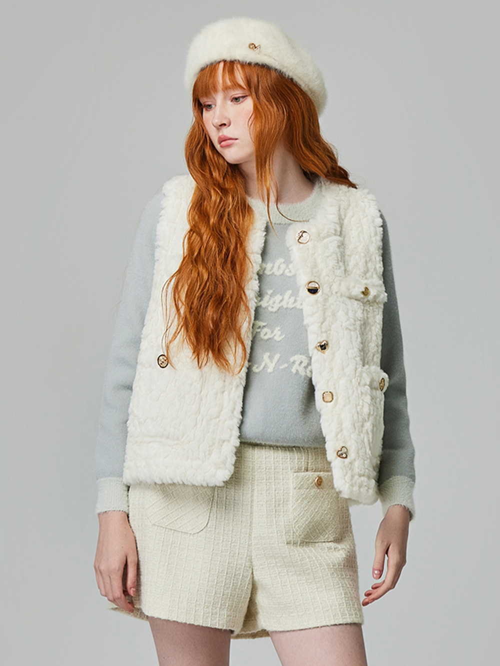 abito氣質絨毛背心外套