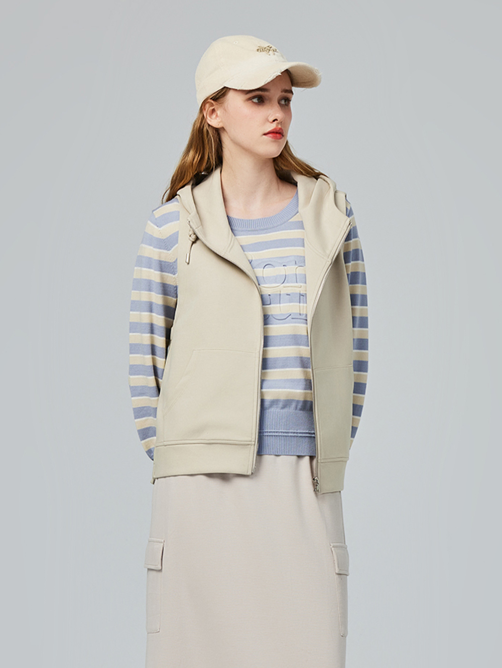 abito棉質連帽無袖背心外套