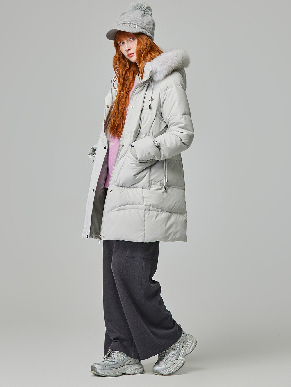 abito長版毛領羽絨外套