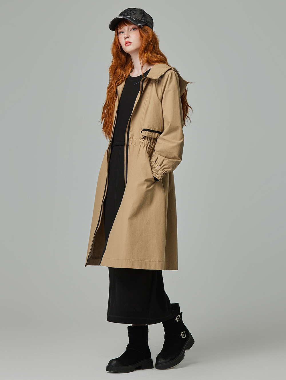 abito氣質長版防風外套