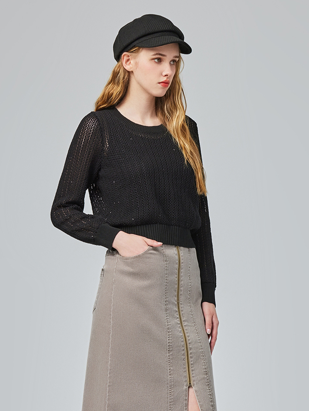 abito氣質兩件式膚針織上衣