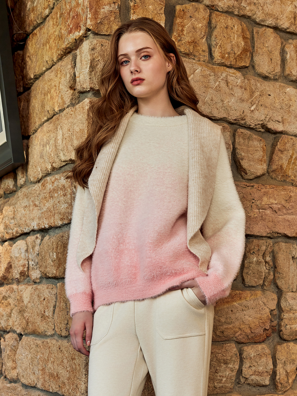 abito溫暖漸層針織上衣