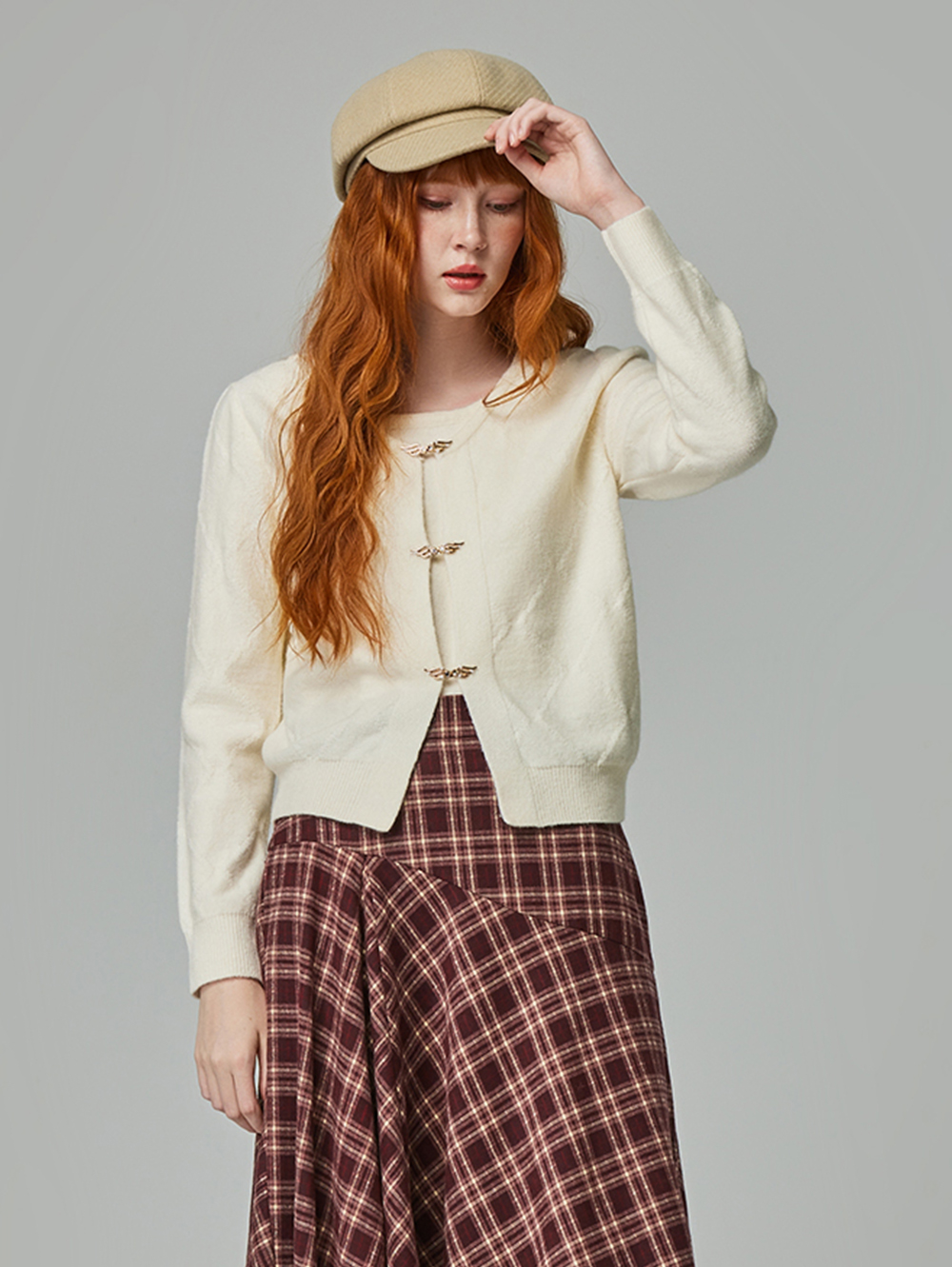 abito菱格紋兩件式針織外套