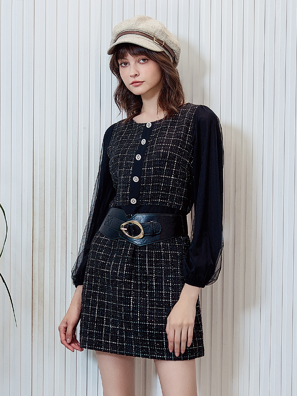 abito優雅織格紋洋裝