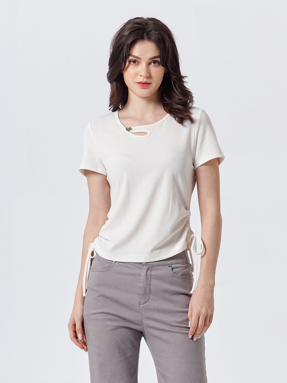 DITA造型領修身抽繩T-shirt