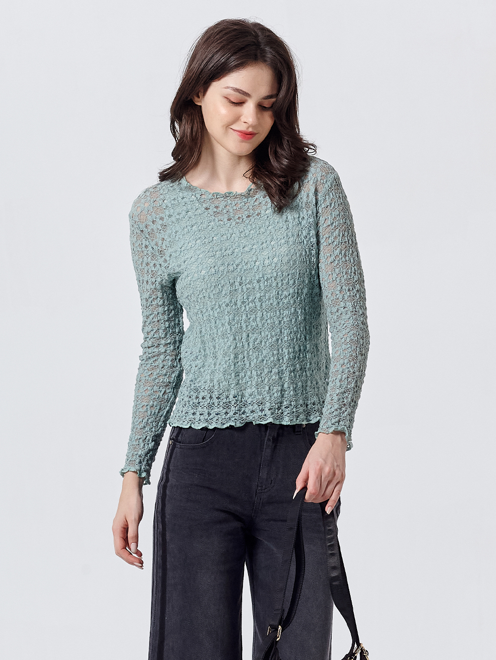 DITA甜美蕾絲修身內搭上衣(附背心)