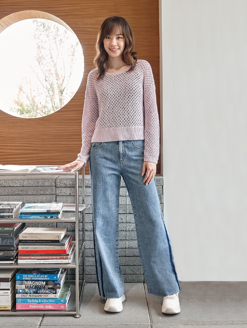 DITA水洗線條牛仔寬褲