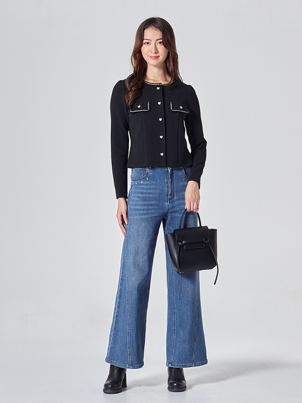 DITA個性蝴蝶印花牛仔寬褲