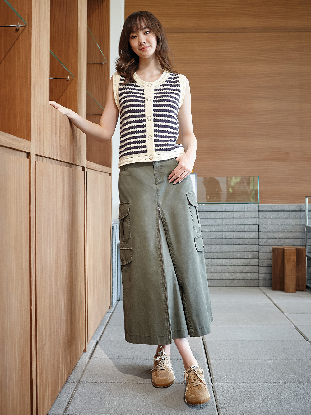 DITA兩穿式造型拉鍊工裝A字裙