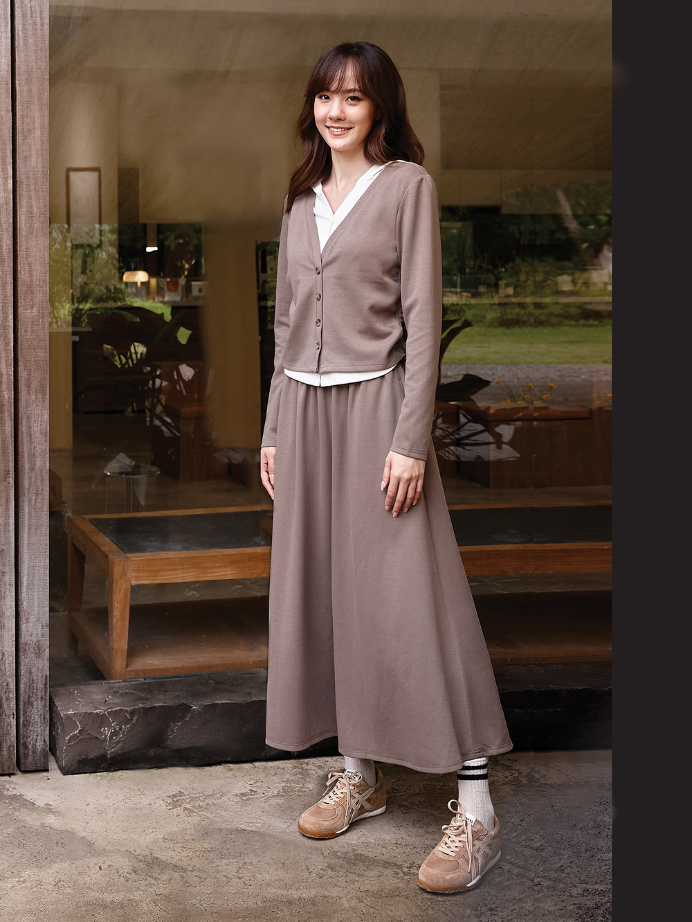 DITA簡約兩件式連帽長裙套裝