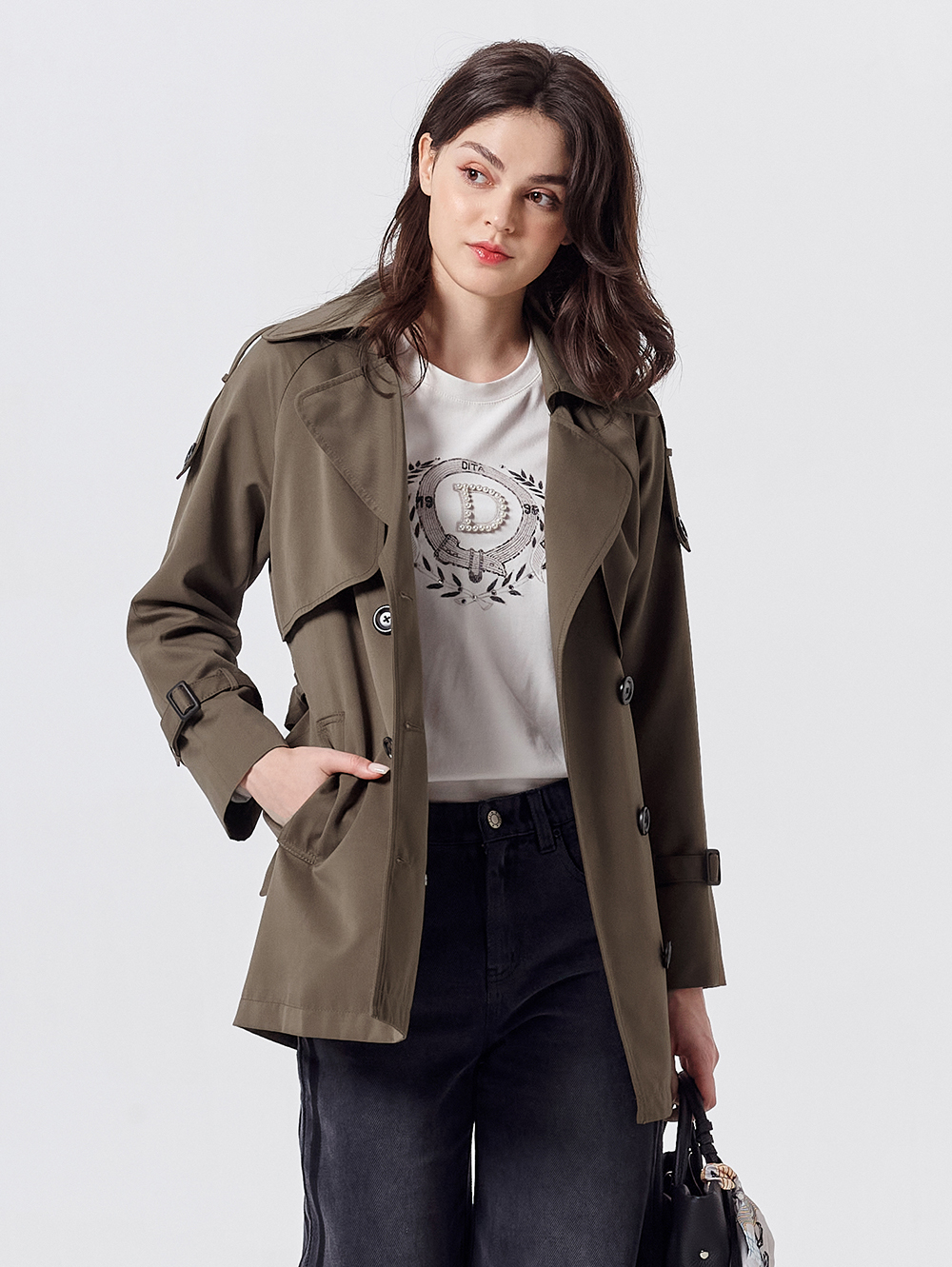 DITA韓系率性中長版風衣外套