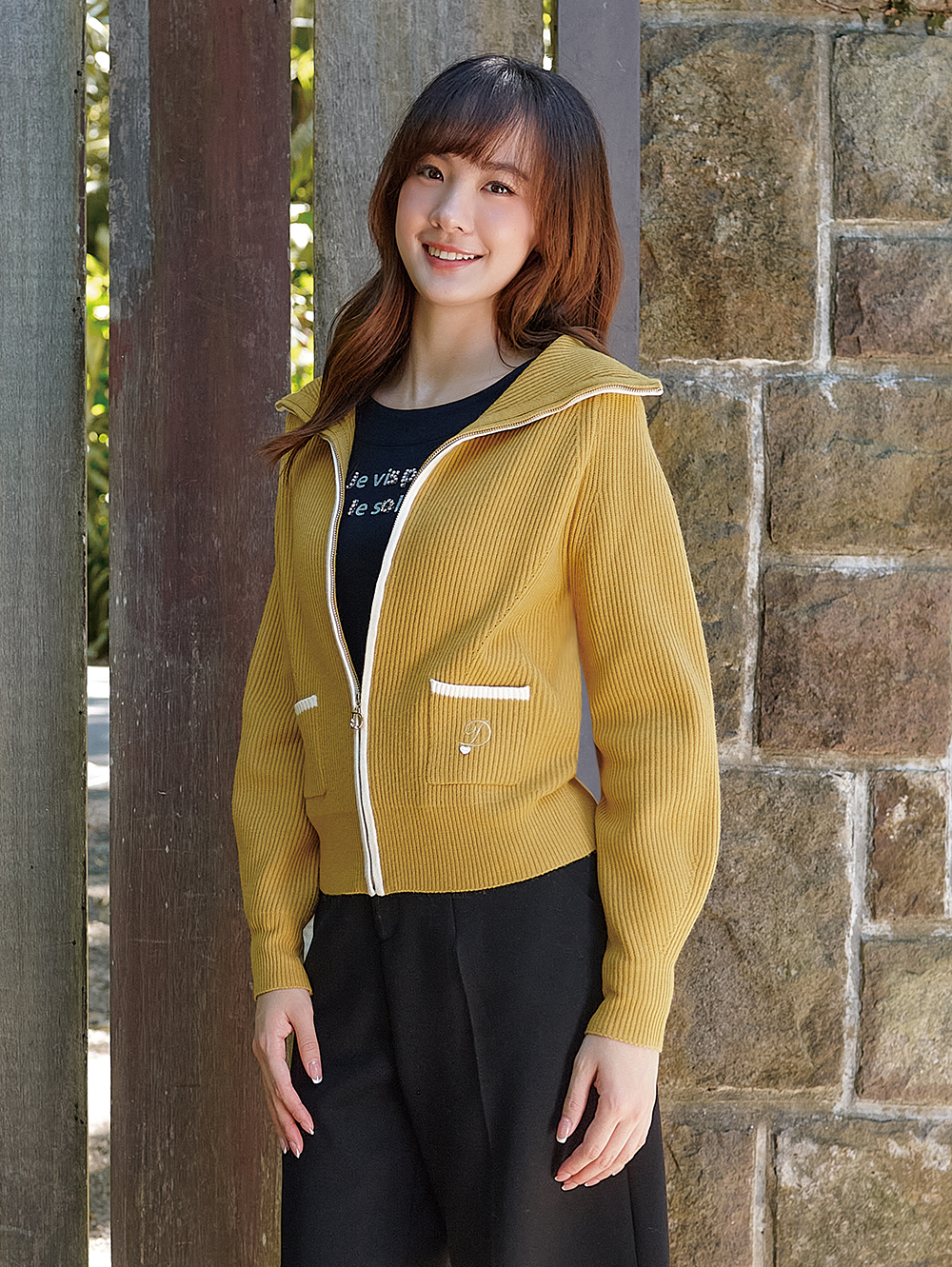 DITA韓系大領片針織外套