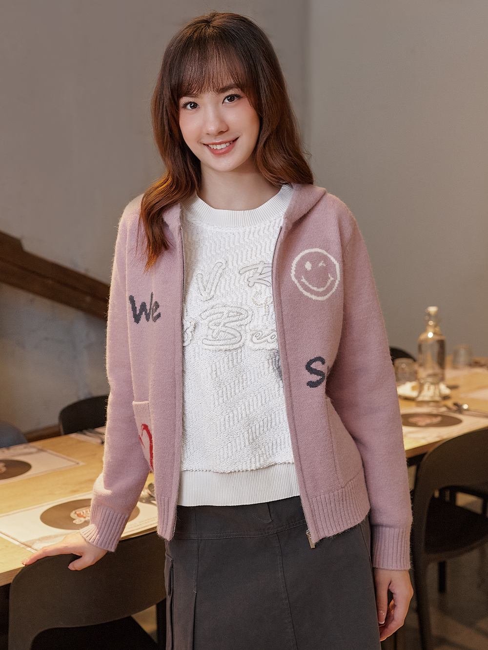 DITA韓系休閒笑臉針織外套