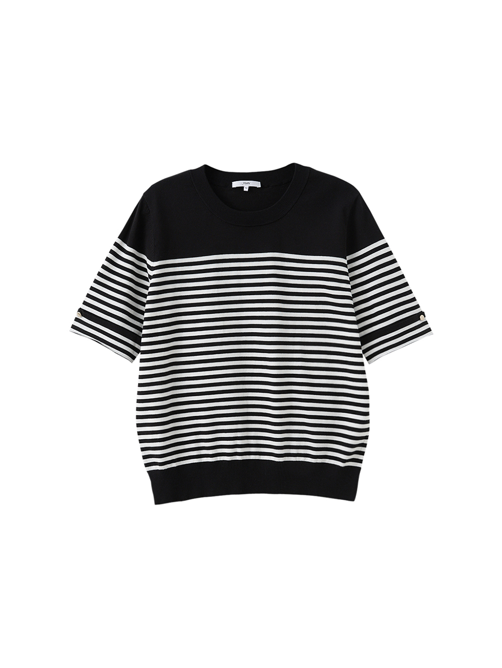 JOAN方領條紋短袖針織上衣