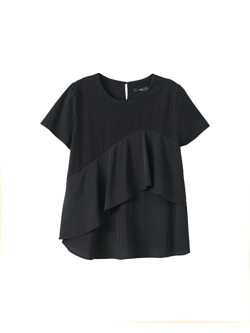 JOAN異素材雙層荷葉擺T恤