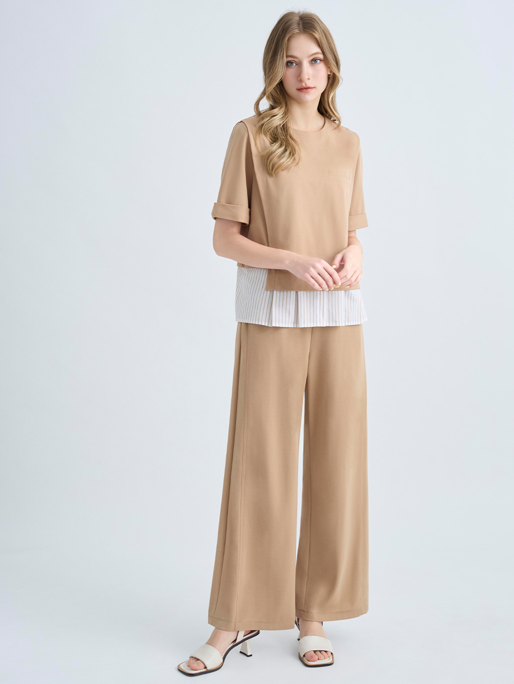 JOAN彈性羅馬直寬褲