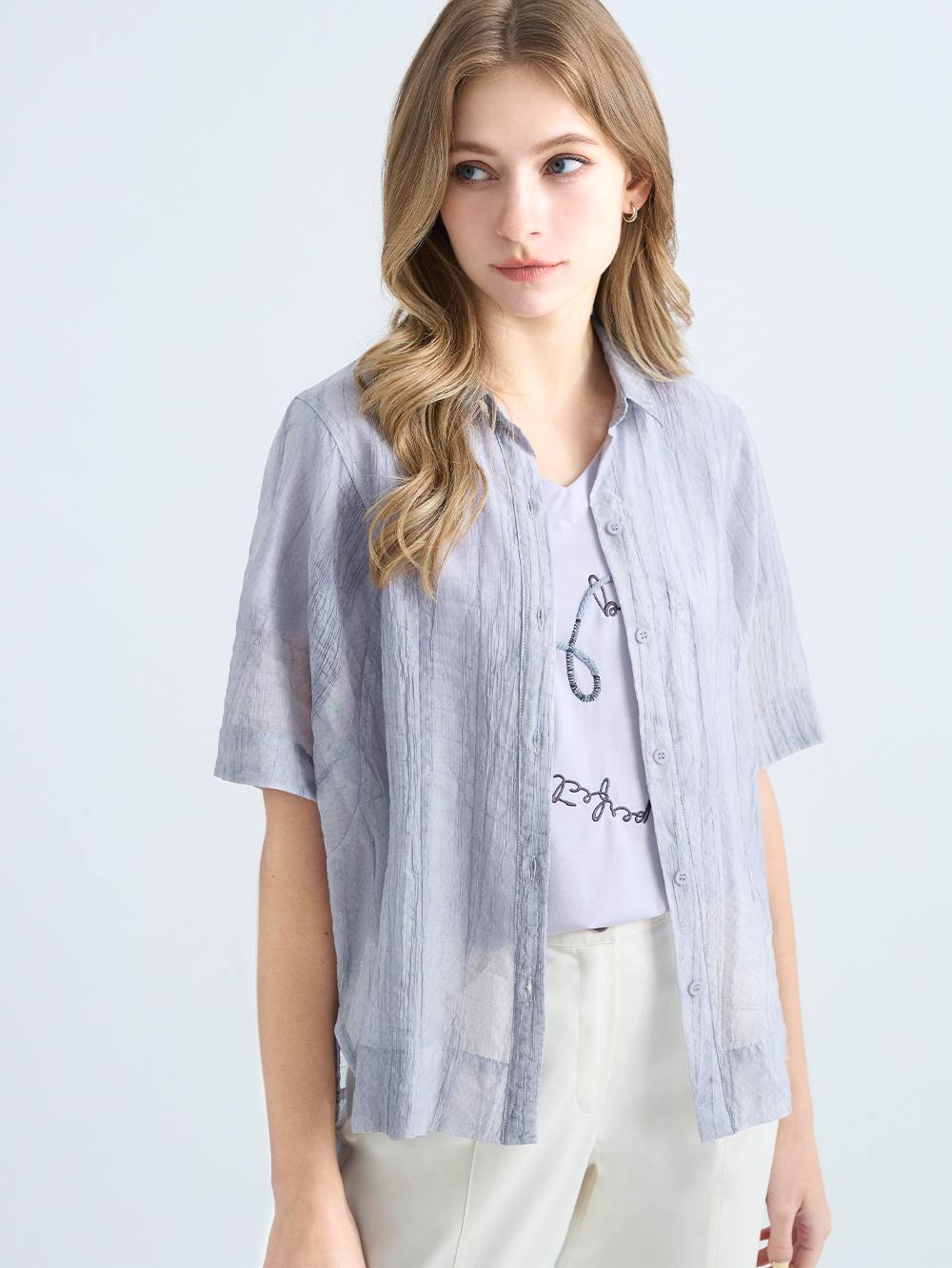 JOAN彈性俐落棉質直筒褲