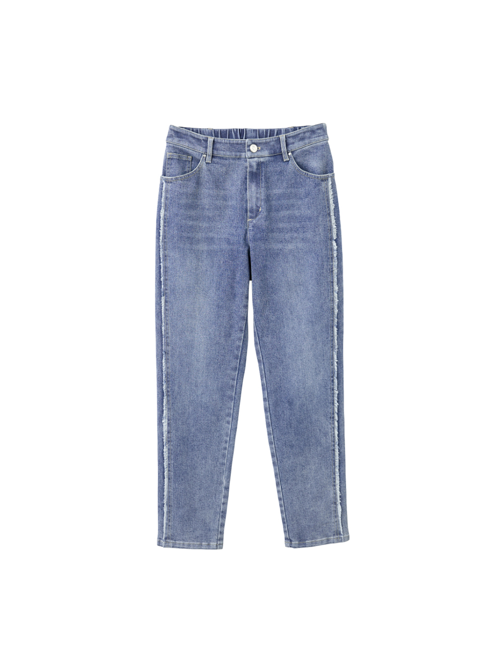 JOAN鬚邊裝飾直筒牛仔褲