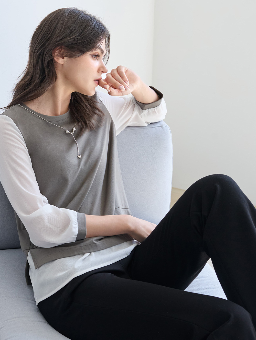 JOAN彈性顯瘦修身喇叭褲