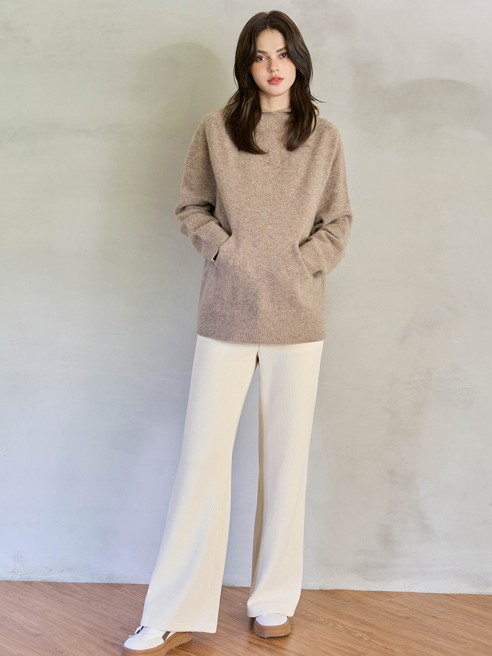 JOAN親膚彈力燈芯絨直寬褲