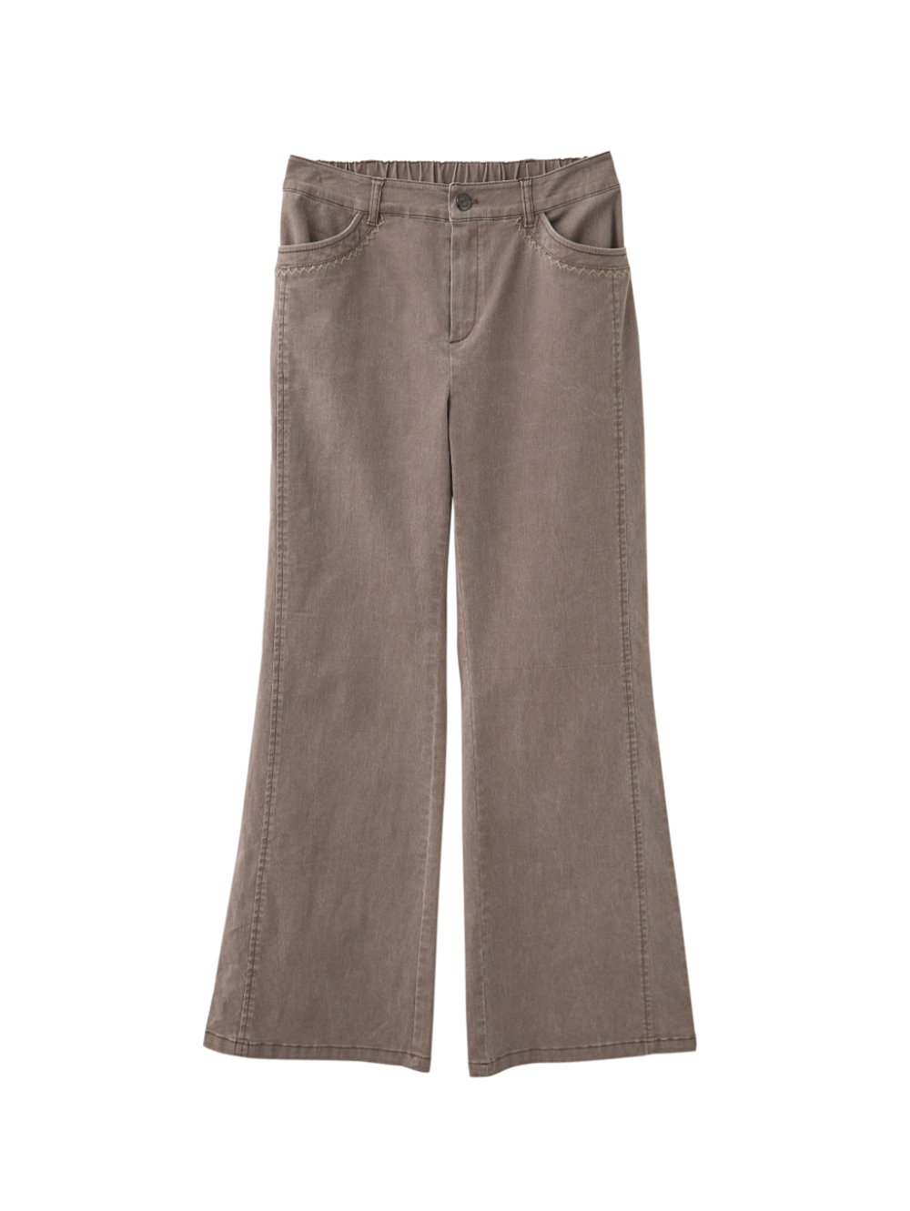 JOAN口袋繡線水洗喇叭褲