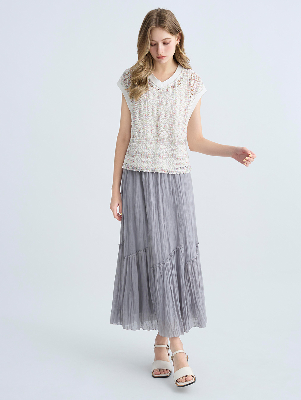 JOAN斜切螺旋剪裁棉質長裙