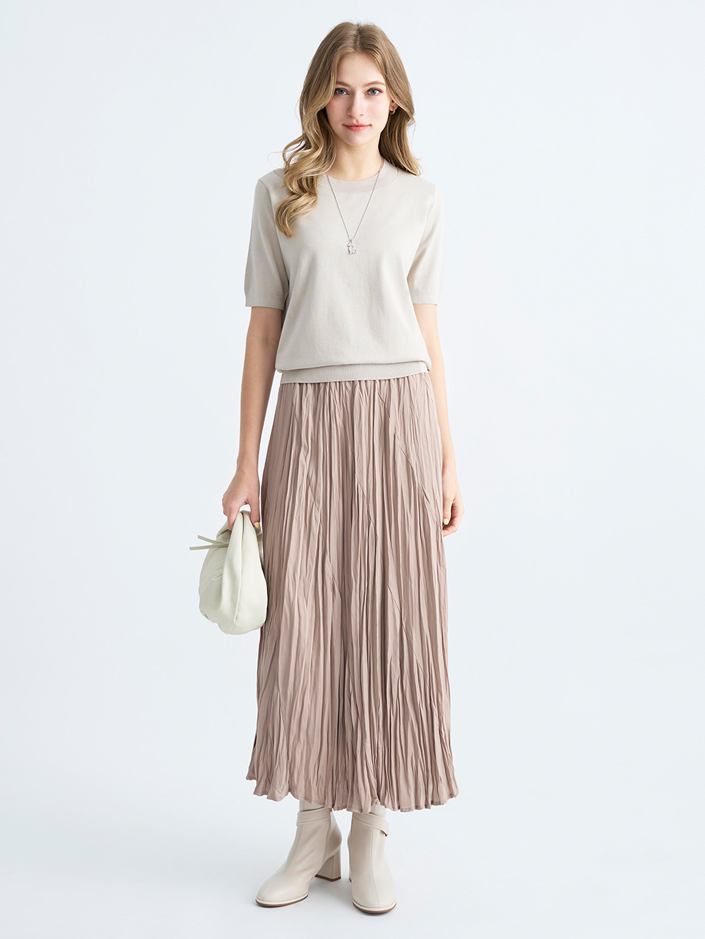 JOAN螺旋剪接亂摺裙