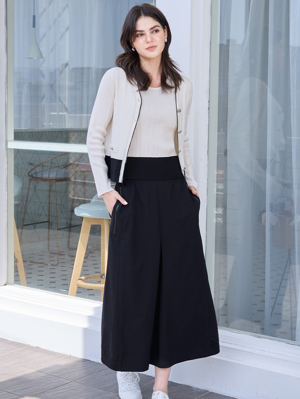 JOAN休閒感彈性混紡長裙