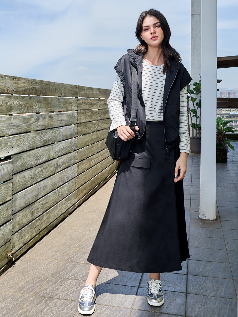 JOAN個性拼接不對稱長裙