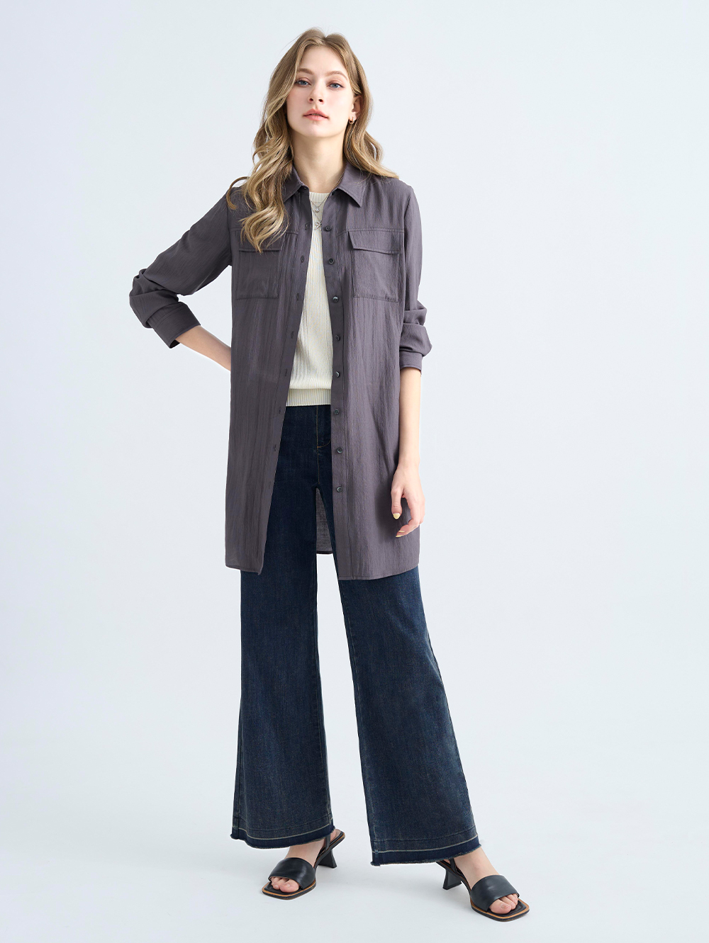 JOAN中長版襯衫式罩衫