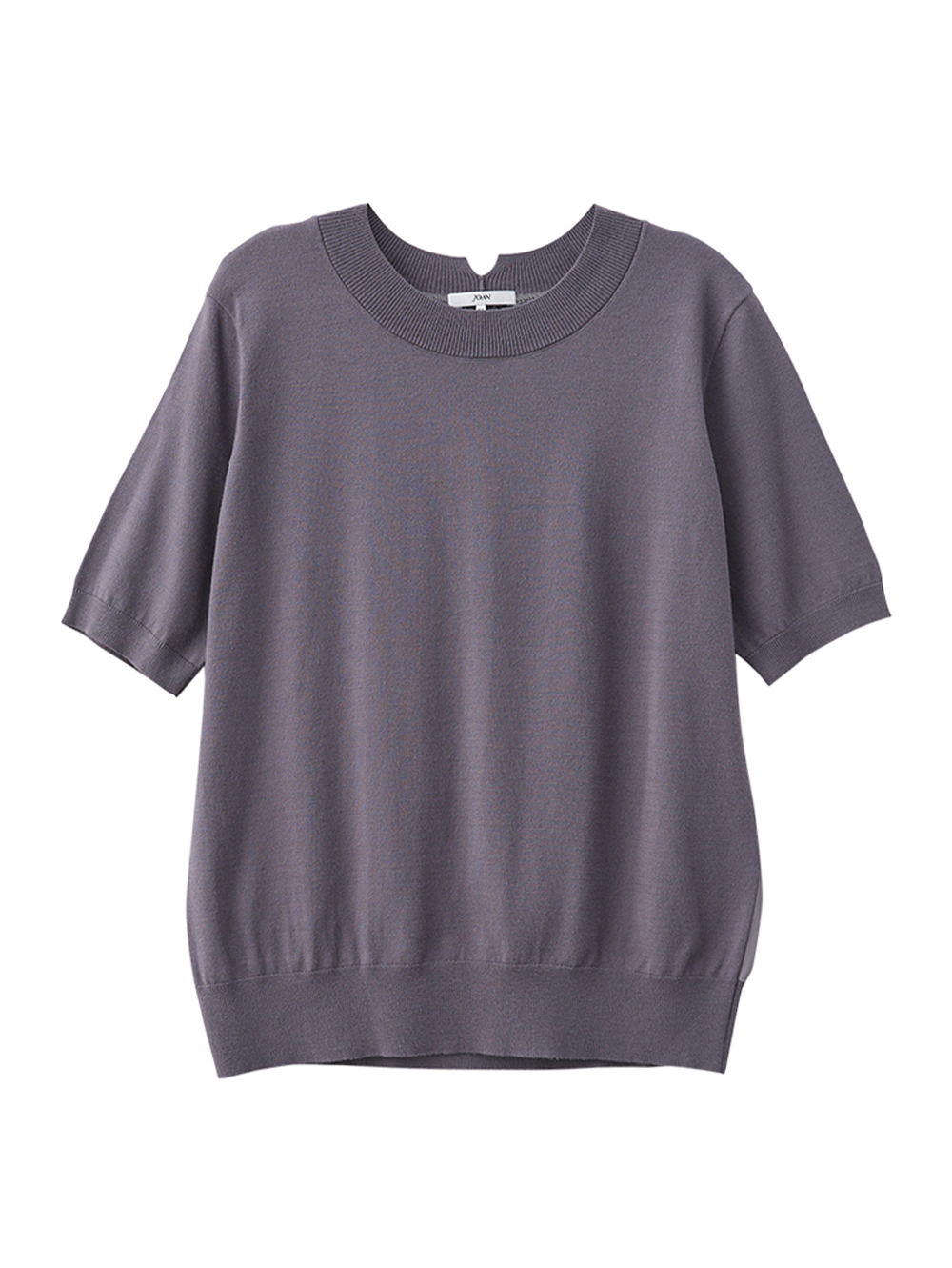 JOAN針平織拼接簡約短袖上衣