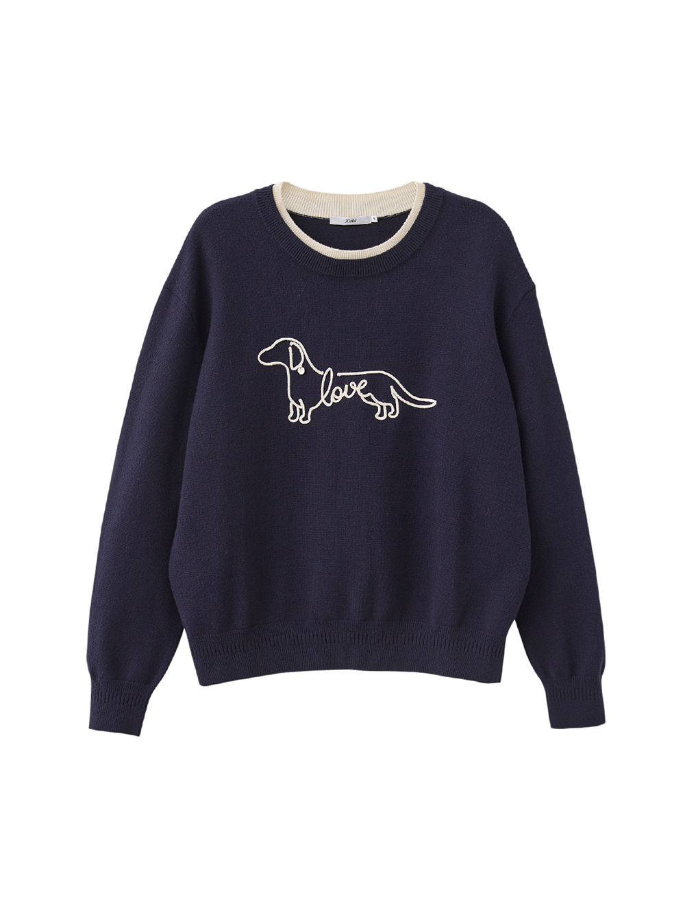 JOAN立體繡線臘腸狗針織上衣