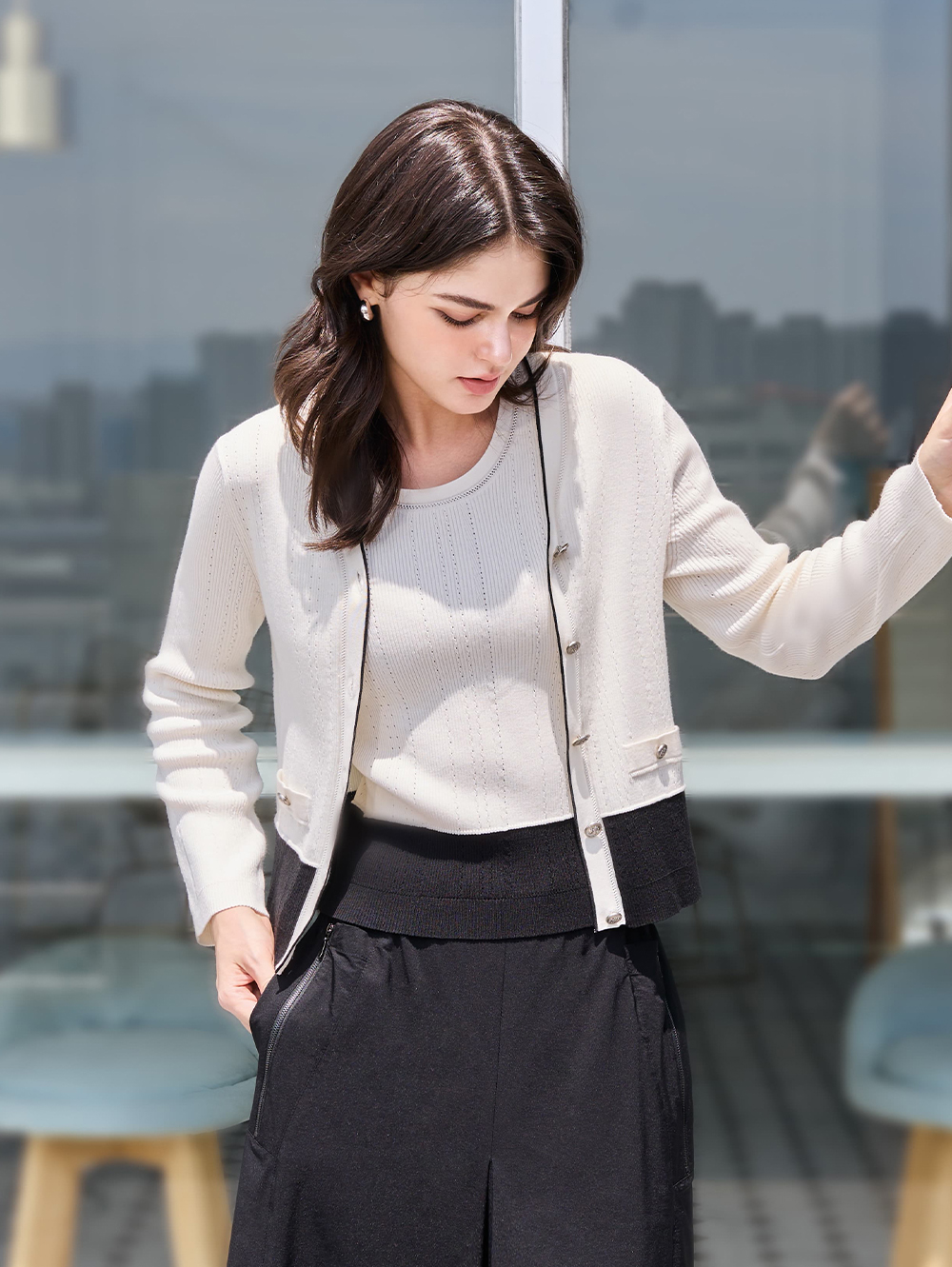 JOAN名媛小香風兩件式針織外套(附針織背心)