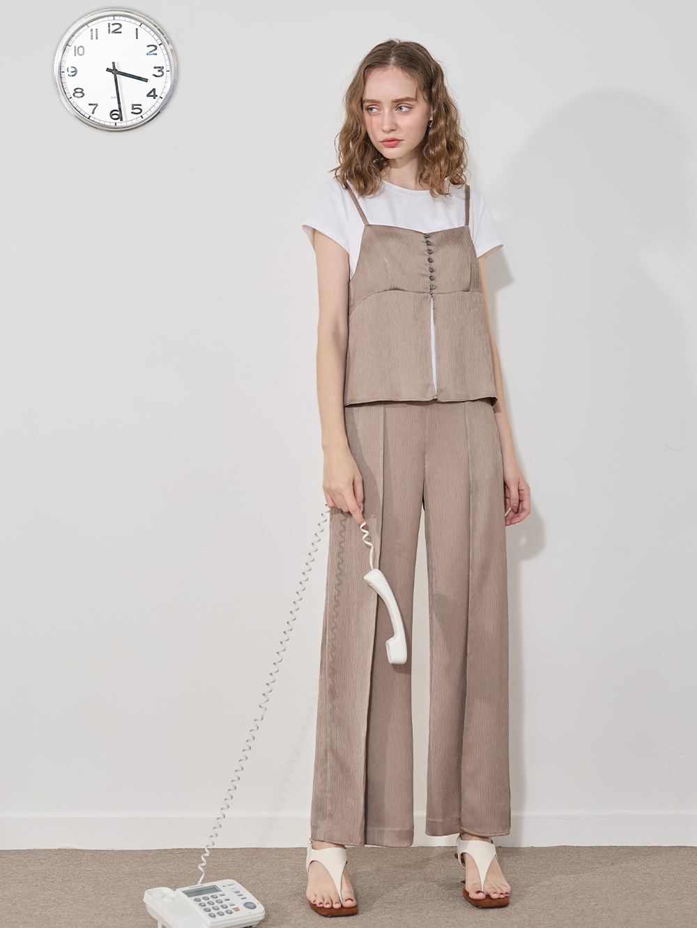 DE NOVO肌理光澤中線寬褲