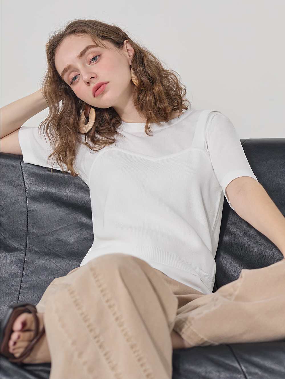 DE NOVO馬甲背心兩件式針織短袖上衣