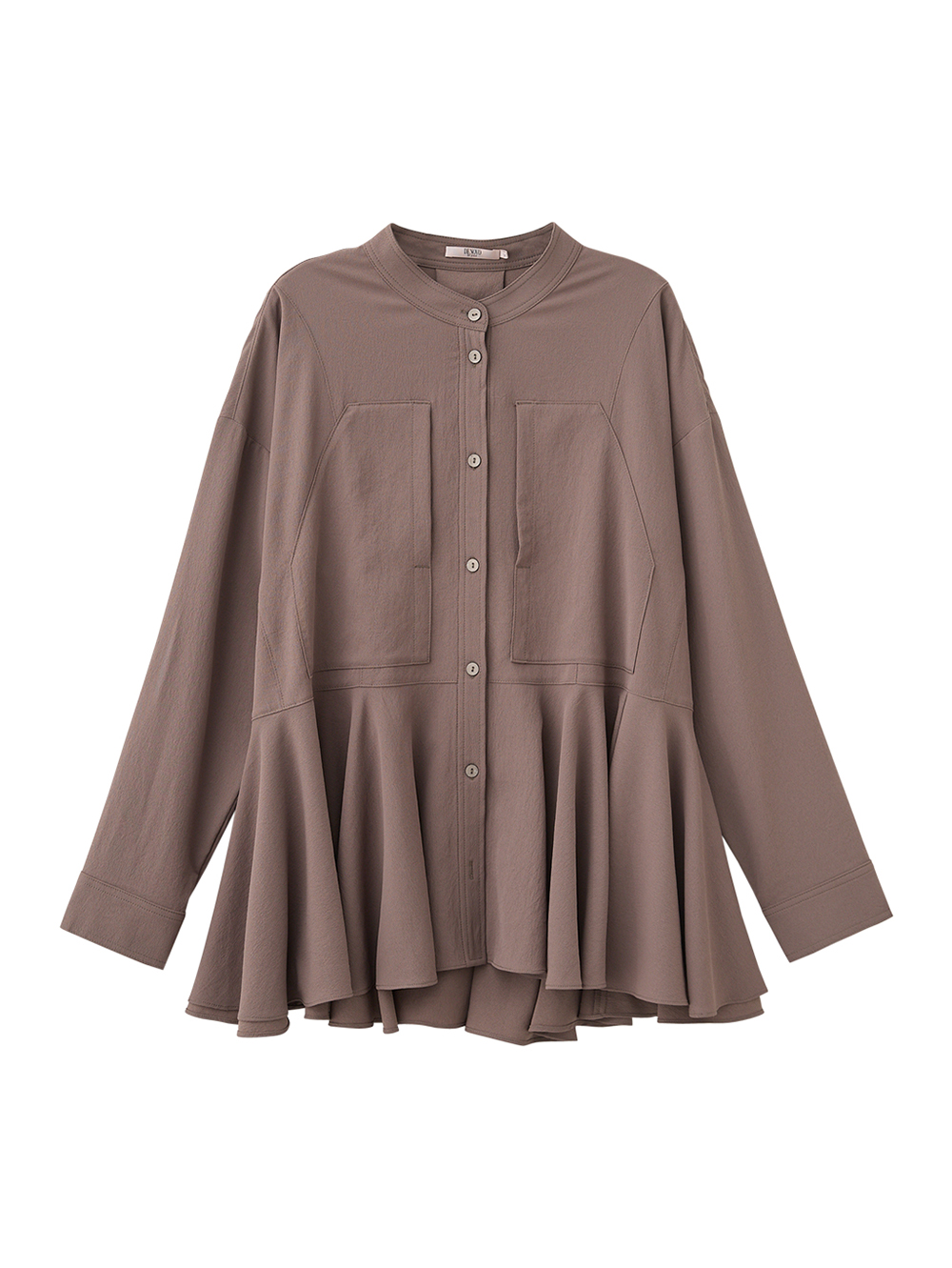 DENOVO優雅大口袋散擺襯衫上衣