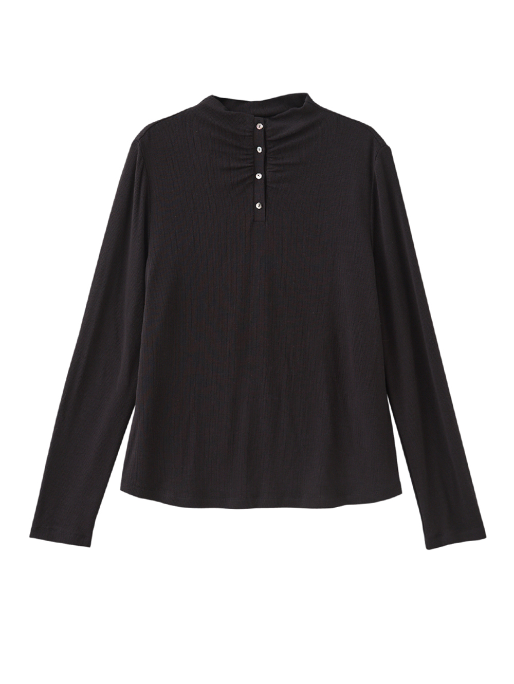 DENOVO親柔觸感半高領扣飾上衣