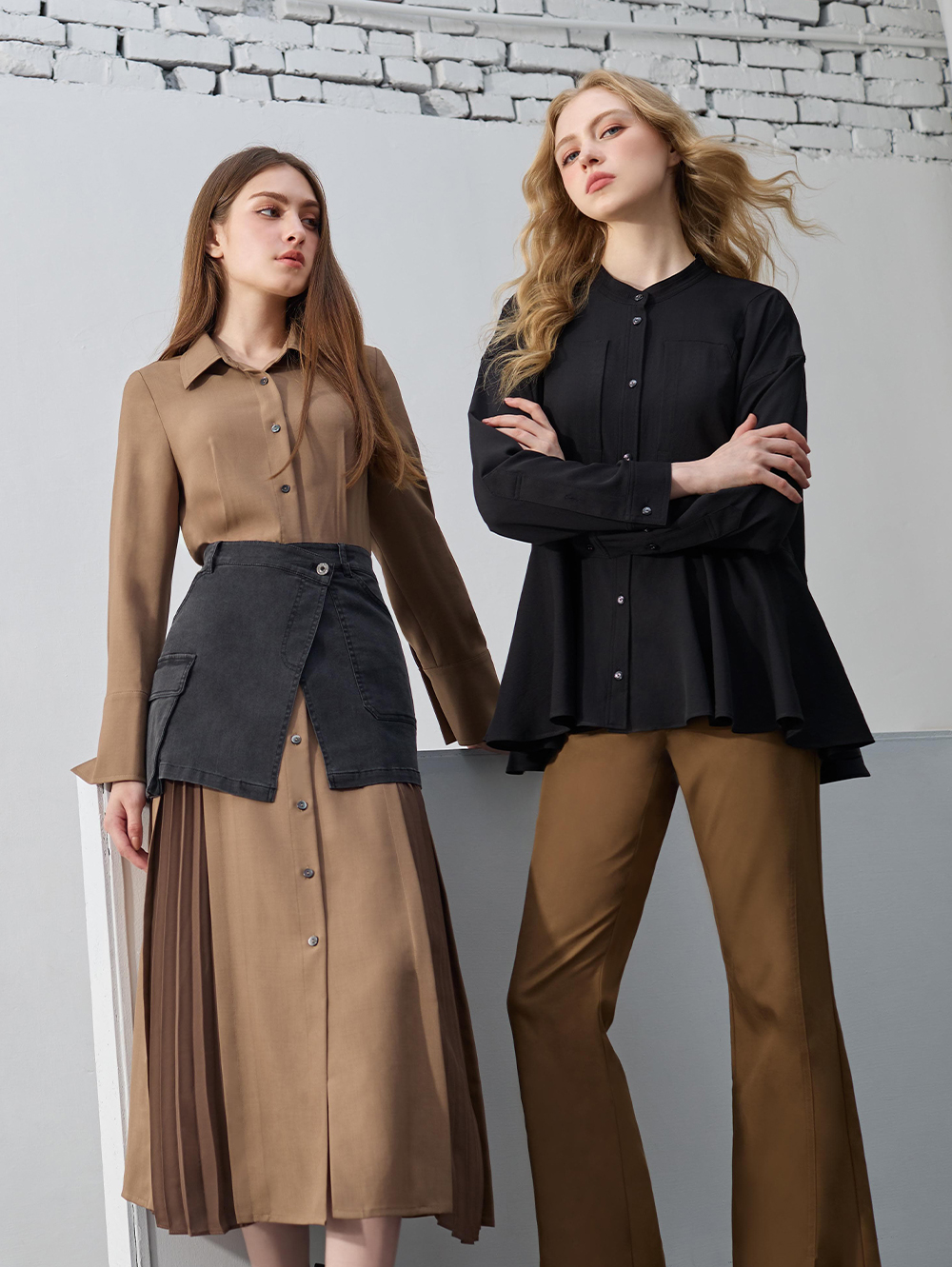 DE NOVO修身剪裁彈性喇叭褲