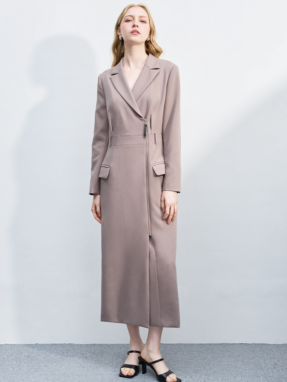 DENOVO簡約俐落襯衫長洋裝